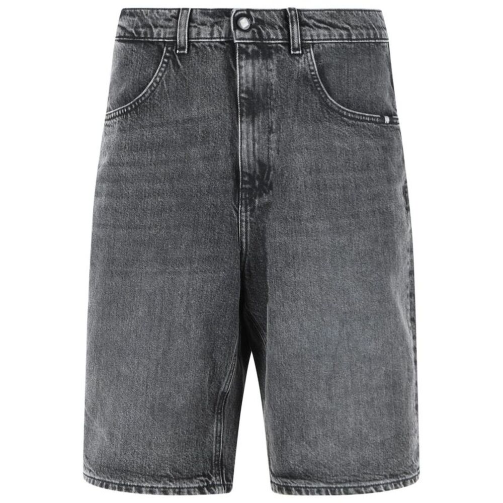 Amish 'Tommy' Black Cotton Bermuda Shorts Men